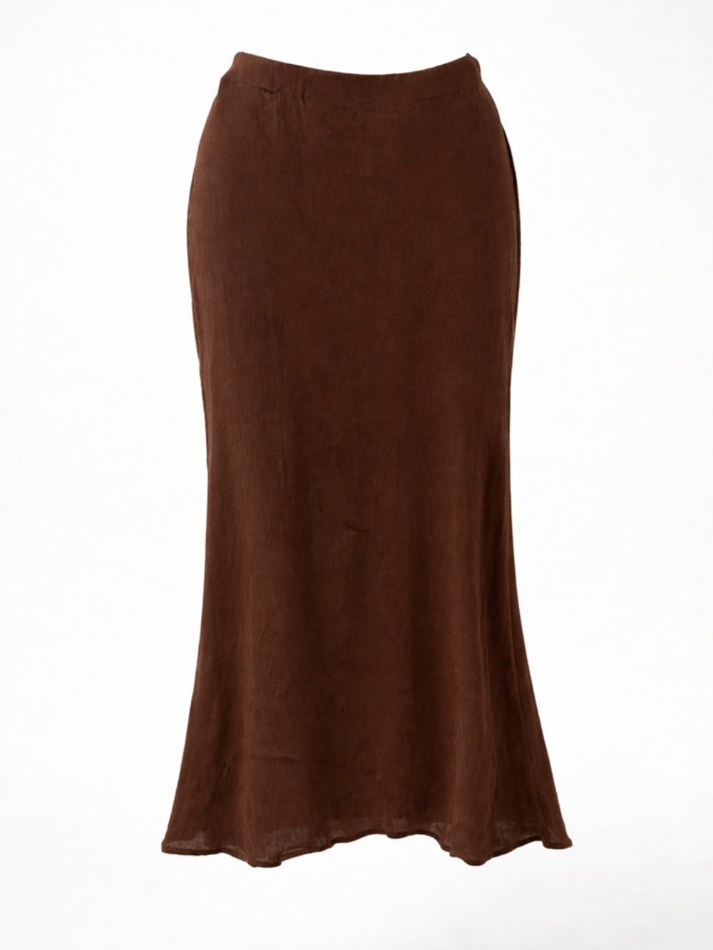 Citron Santa Monica Espresso Brown Slinky Midi Skirt Large
